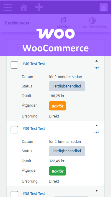WooCommerce Bokföring från webbutik